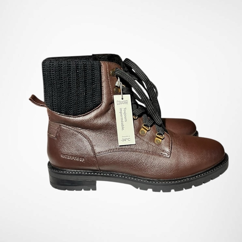 🌻NEW w/tag Cougar Kudos Women’s Dark Brown Waterproof Leather Boots Womens 11 - Picture 4 of 11